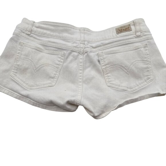 Levis  Size 13 Logo White Short Stretch Denim Shorts 5-Pocket Belt Loop - Picture 3 of 6